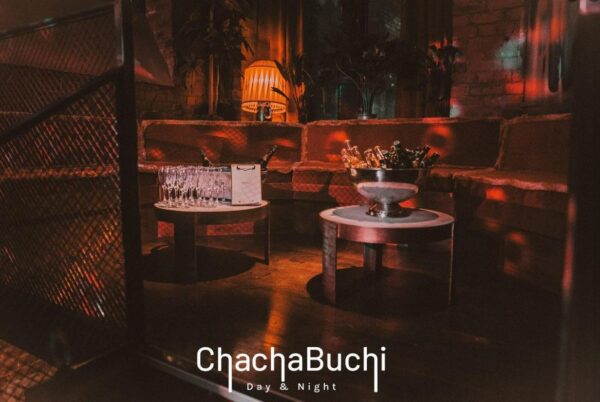 a private booth in chachabuchi newcastle set out ready for guest with ice buckets of beer and prosecco.